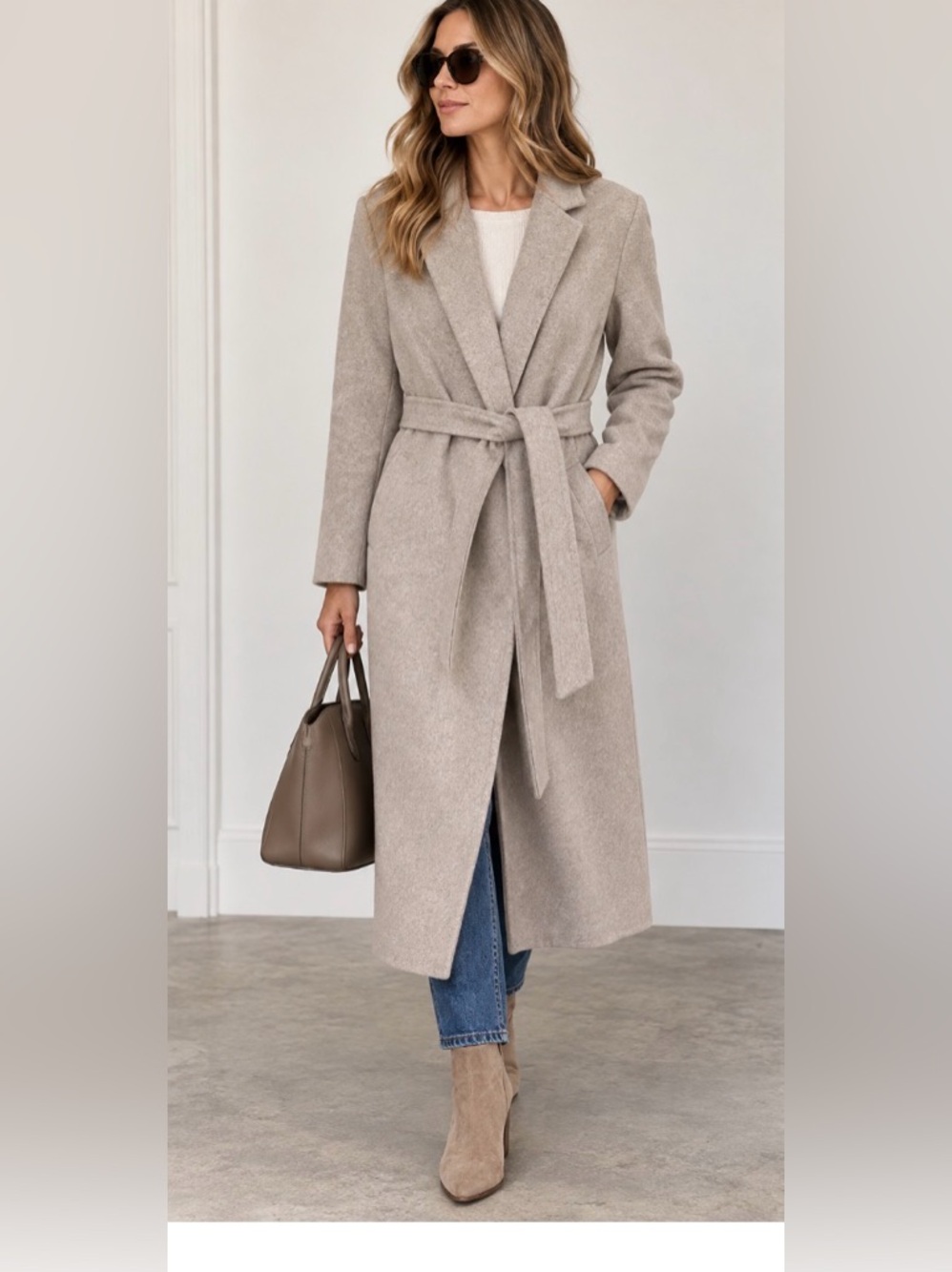 Jenni Kayne Wool/Cashmere/Alpaca Blend Belted Coat - Taupe